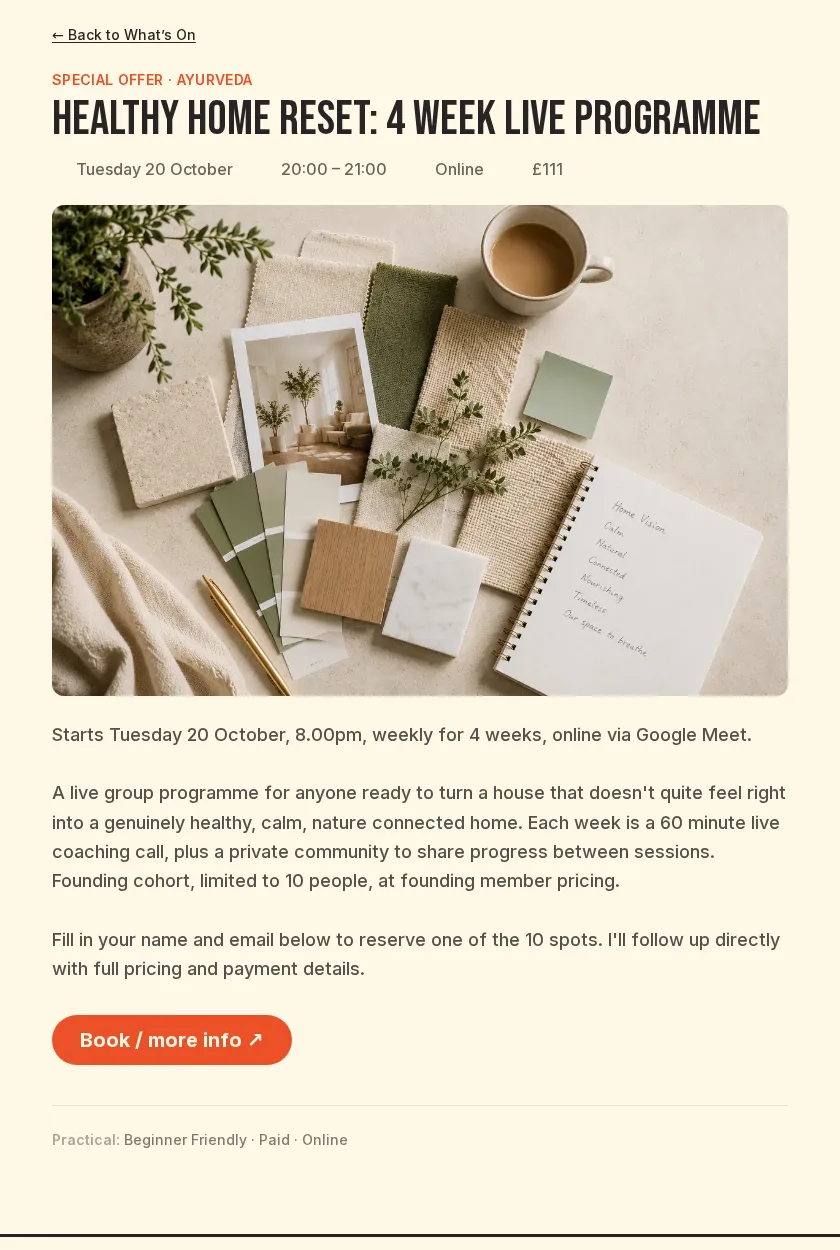 Een evenementpagina van Brighton Wellness